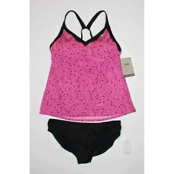 NEW! Nike Women's M Water Dots V-Neck Swim Tankini Top & Bottom Set NWT $104 - Picture 1 of 2